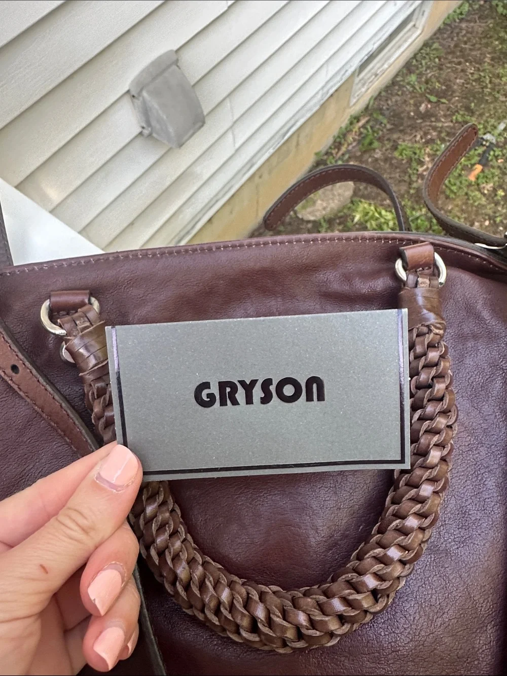 Gryson Classic Brown Braided-Handle Leather Tote